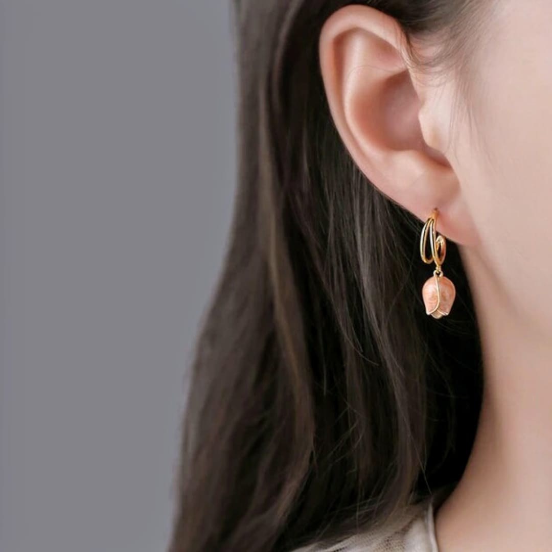 Stylish Pink Tulip Earrings