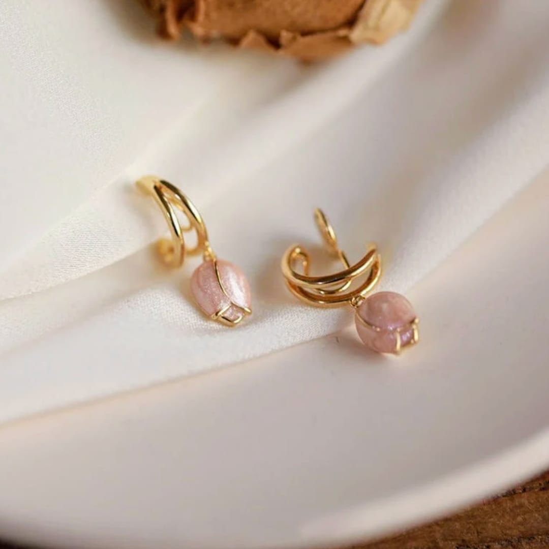 Stylish Pink Tulip Earrings