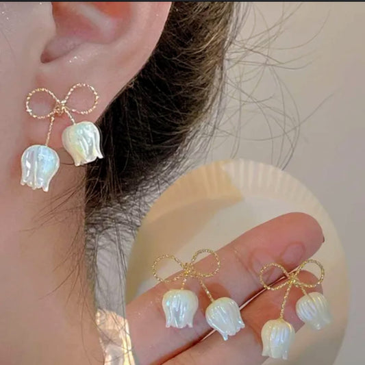 I Need You White Tulip Earrings