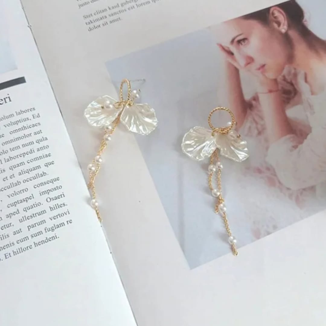 Beautiful in White long chain Earrings