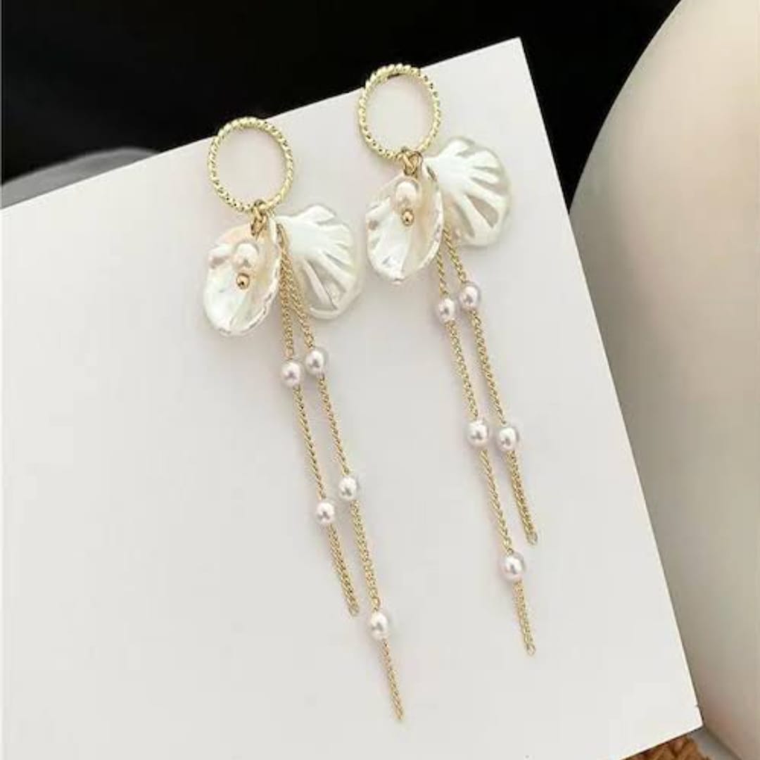 Beautiful in White long chain Earrings