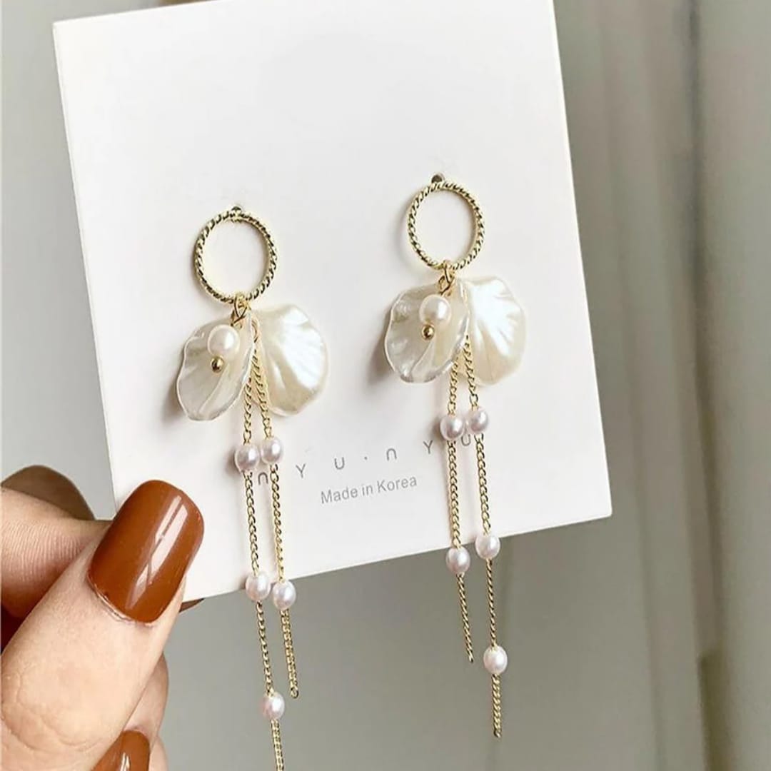 Beautiful in White long chain Earrings