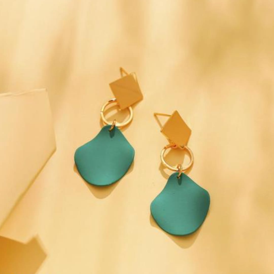 Walk the ramp Green Drop Earrings