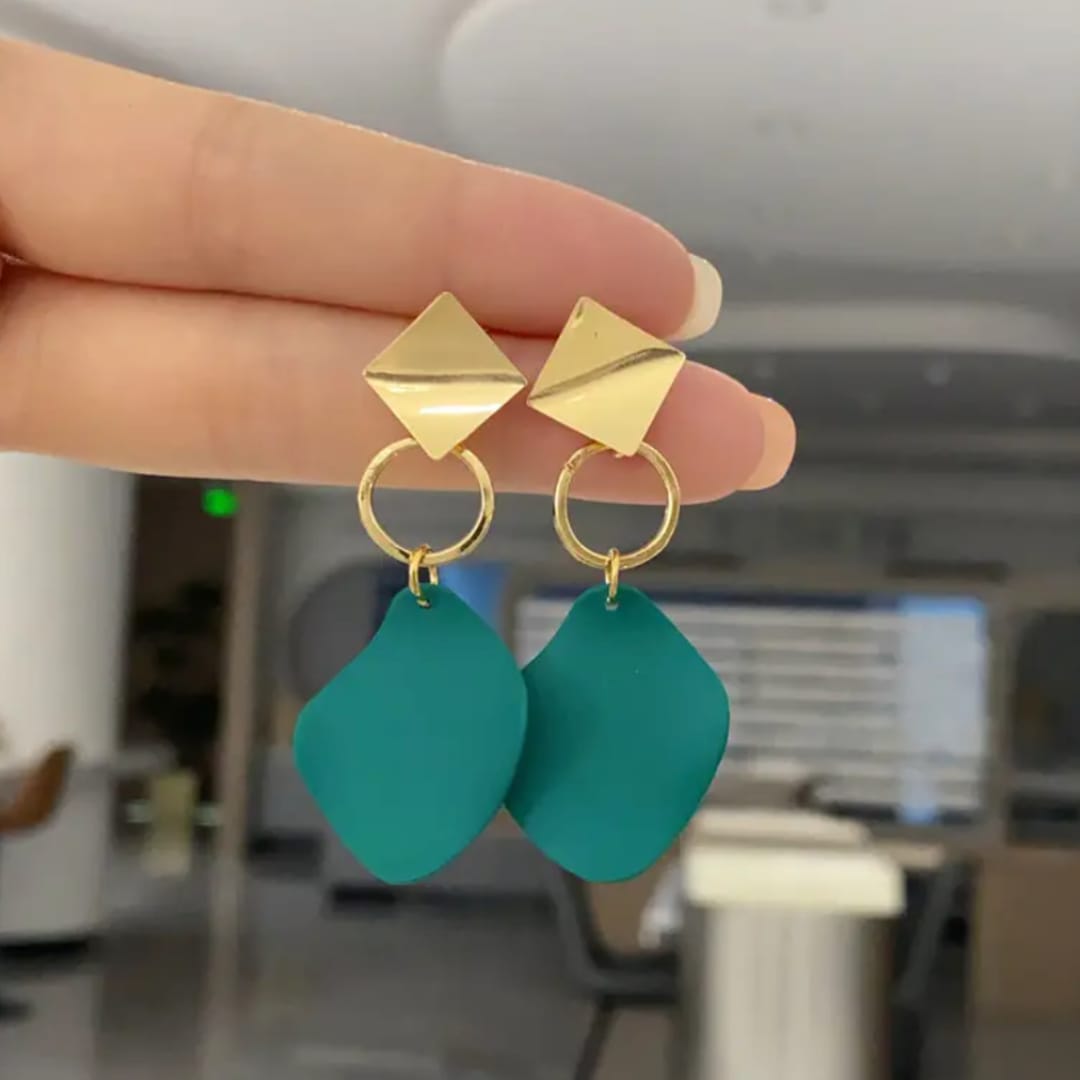 Walk the ramp Green Drop Earrings